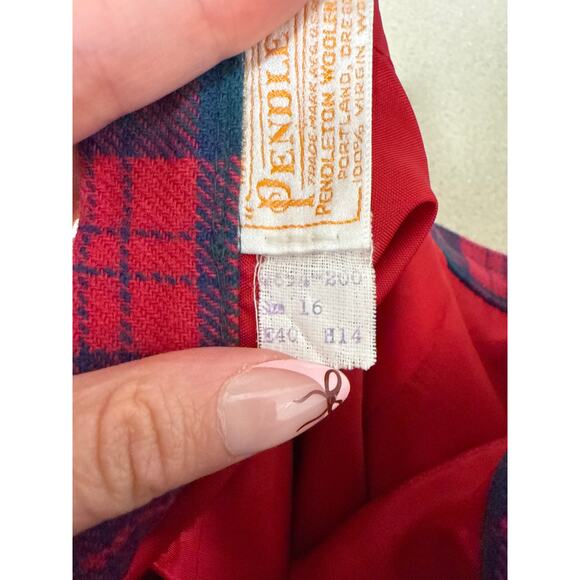 Vintage Pendleton Plaid Tartan Pure Virgin Wool A Line Holiday Size Large - Picture 10 of 10
